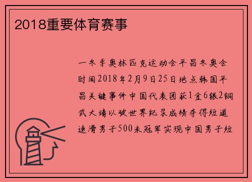 2018重要体育赛事